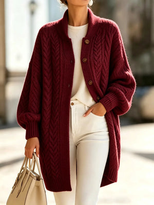 Vintage Cable Knit Longline Cardigan