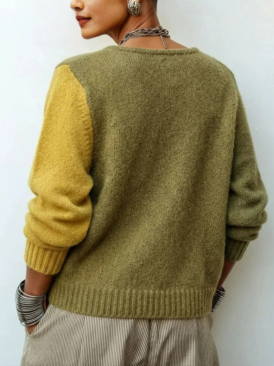 Vintage Color Block Knit Sweater