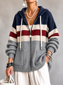 Vintage Stripe Hooded Knit Cardigan