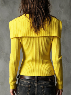 Waist-Defining Ribbed Knit Cardigan