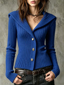 Waist-Defining Ribbed Knit Cardigan
