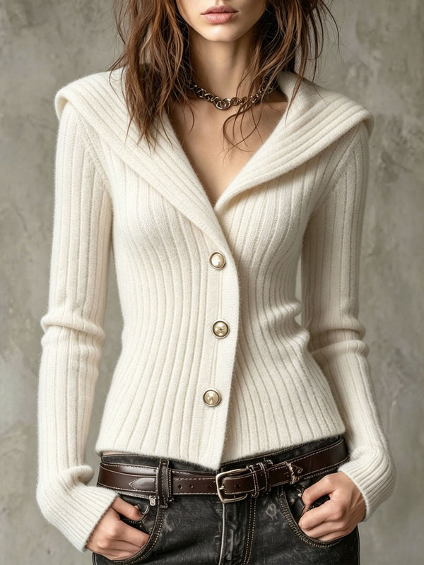 Waist-Defining Ribbed Knit Cardigan