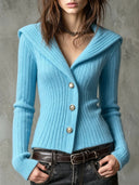 Waist-Defining Ribbed Knit Cardigan