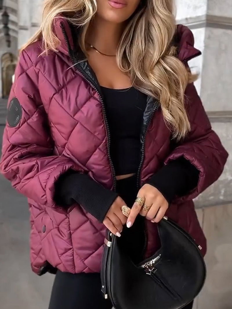 Warm Oversized Quilted Jacket with Hood
