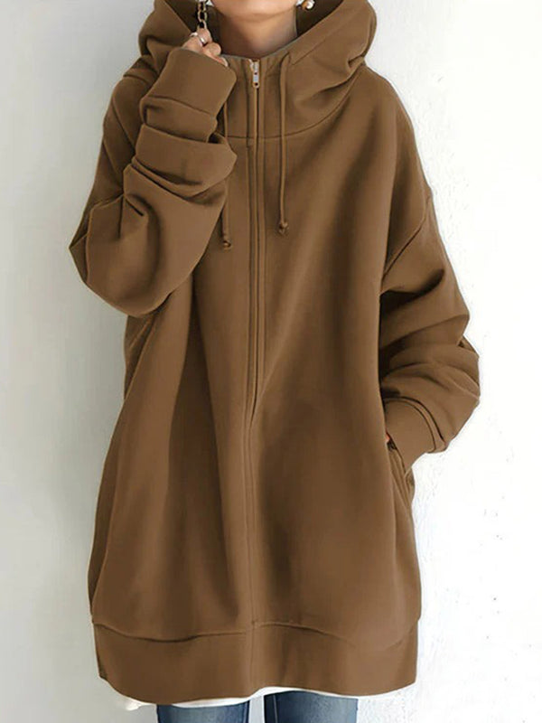 Women's Fall/Winter Zipper Hoodie with Fleece Lining
