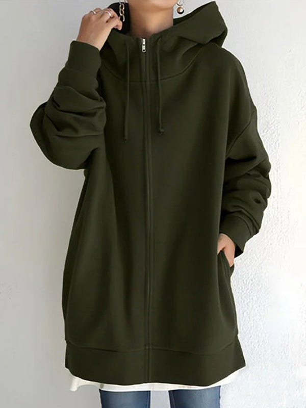 Women's Fall/Winter Zipper Hoodie with Fleece Lining