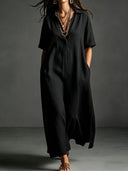Work & Weekend Elegant Cotton-Linen Maxi Dress