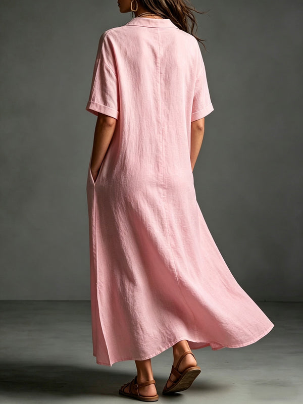 Work & Weekend Elegant Cotton-Linen Maxi Dress