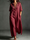 Work & Weekend Elegant Cotton-Linen Maxi Dress