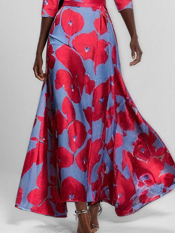 Flattering Printed V-Neck Maxi Dress