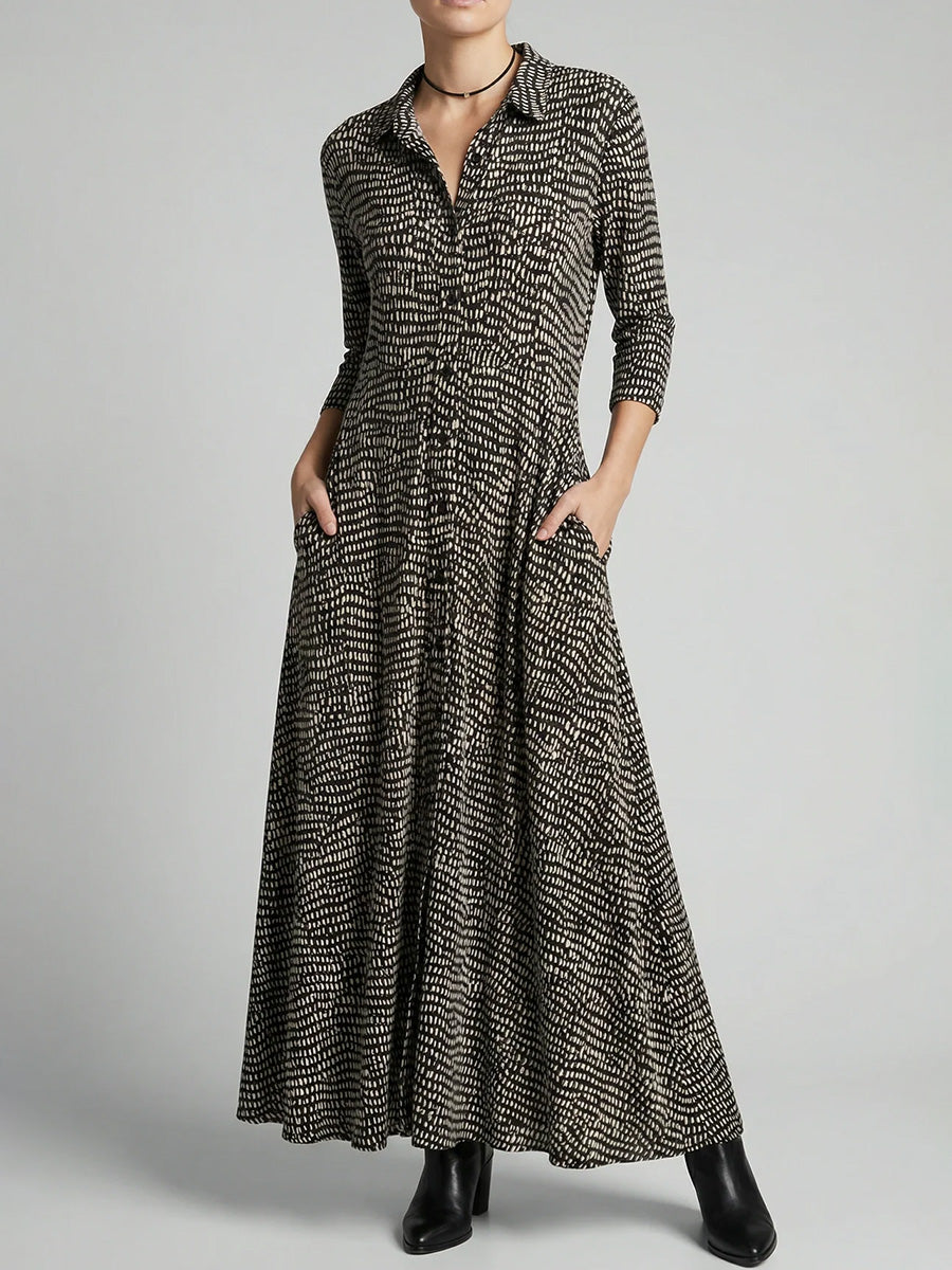Vintage-Inspired Printed Maxi Dress
