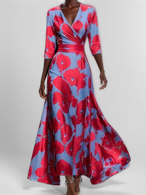 Flattering Printed V-Neck Maxi Dress