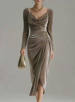 Robe midi en velours