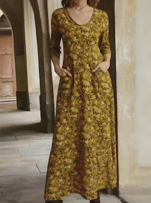 Elegant V-Neck Printed Dress