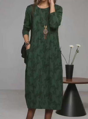 Robe à manches longues et col rond imprimée personnalisée